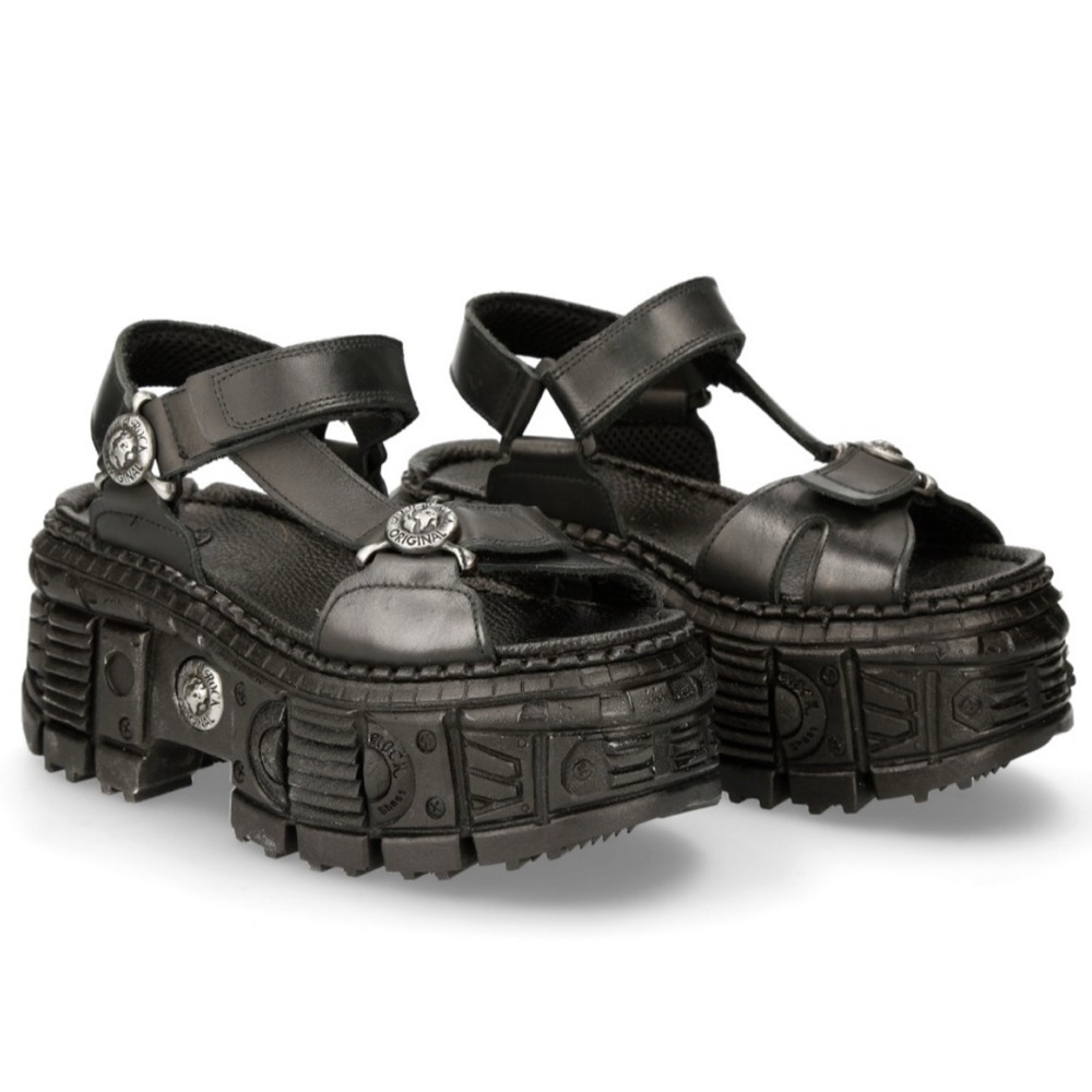NEW ROCK PLATFORM SANDALS BLACK TANK  M-BIOS130-C7